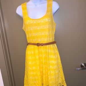 Lace cute yellow dress